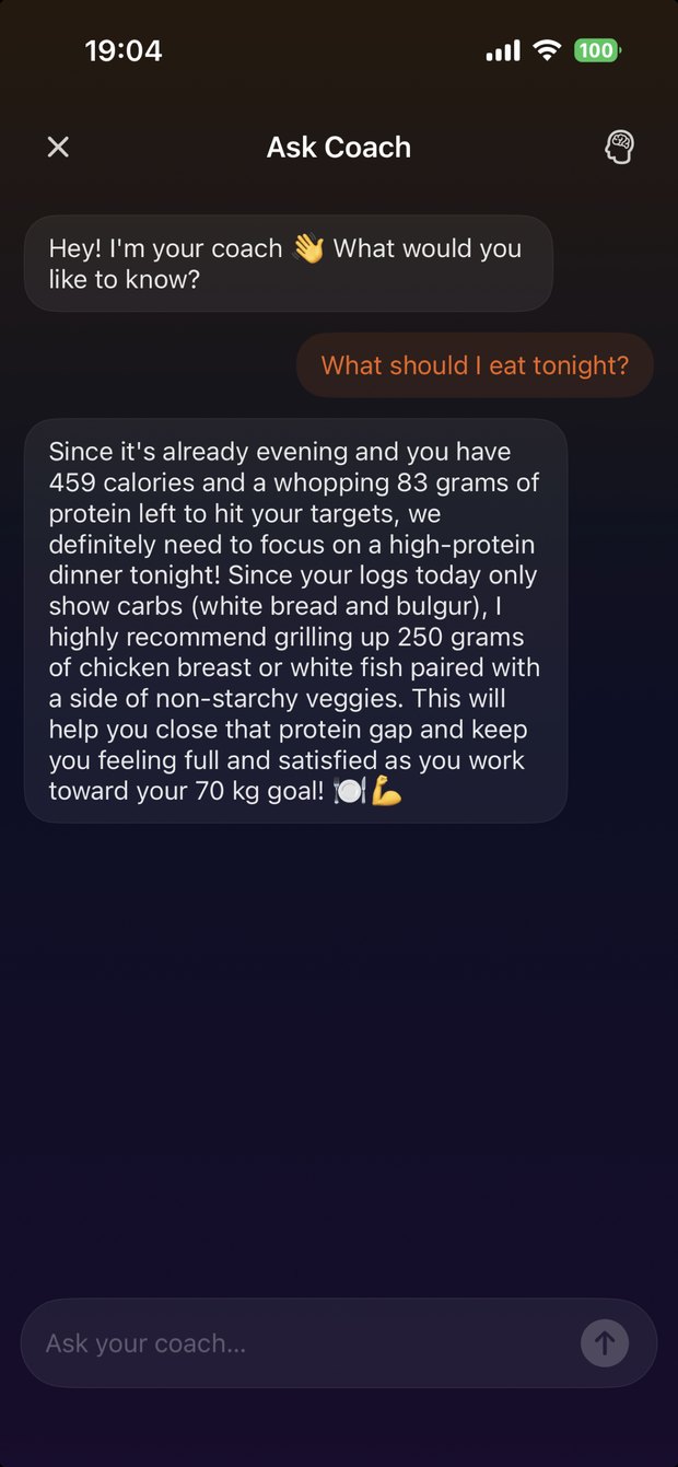 AI coach giving advice tailored to your data