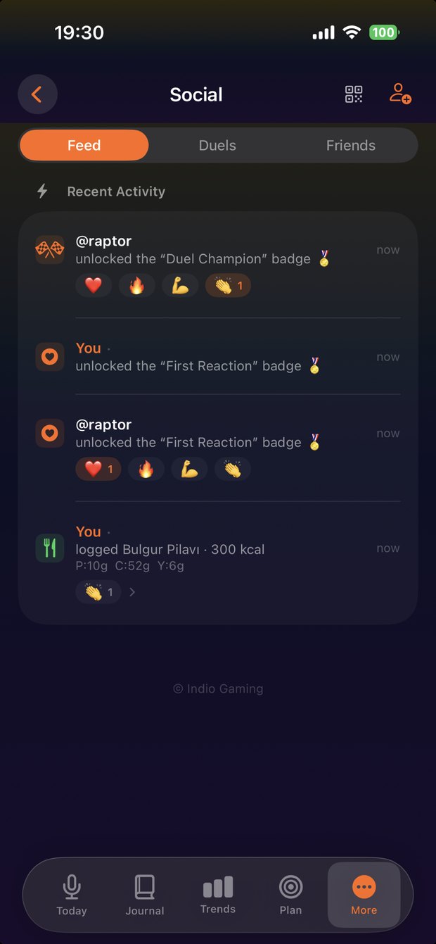 Social feed with your friends' activity